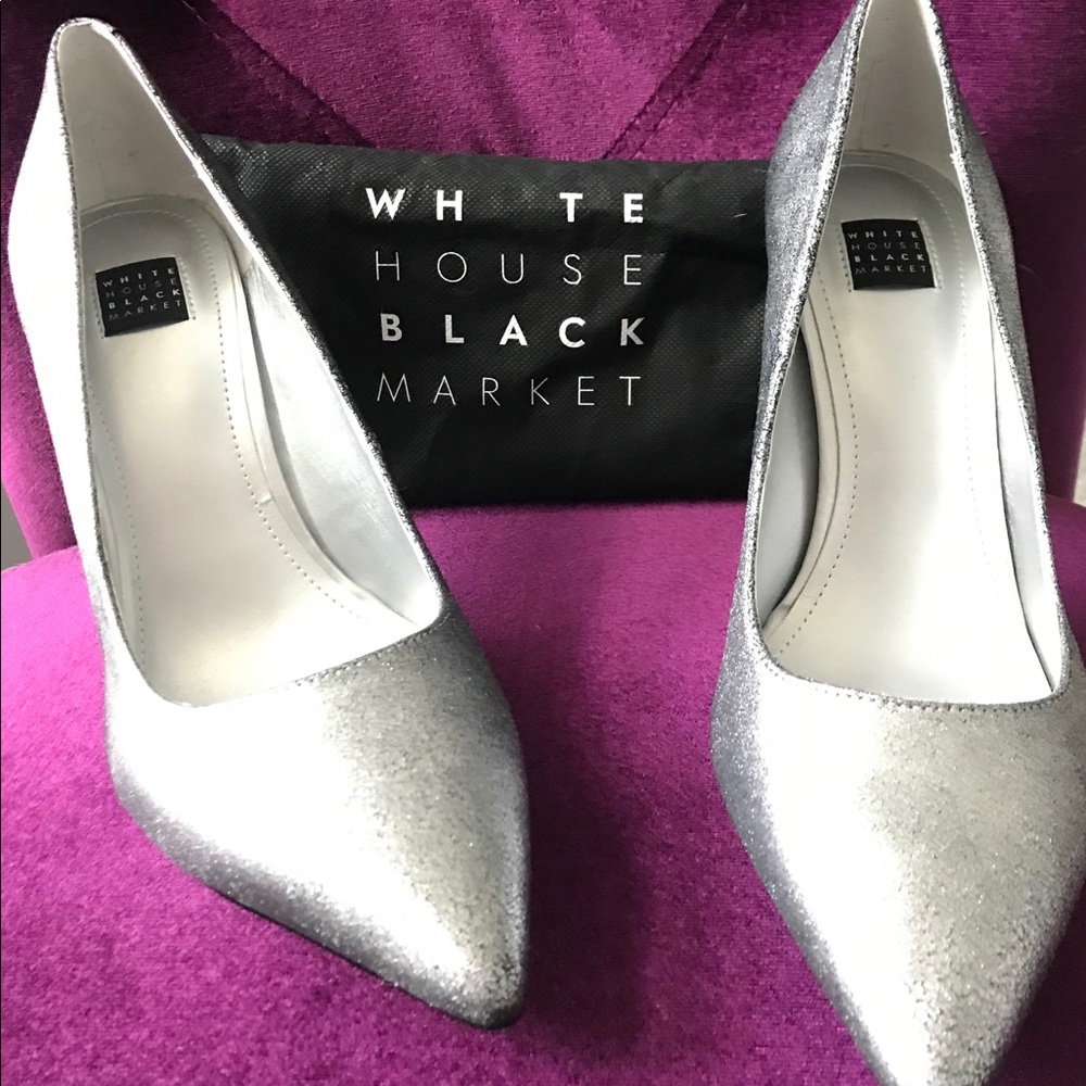 WHBM Brand New Silver Olivia Pumps